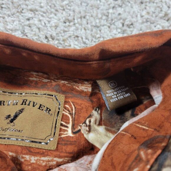 North River Outfitters Shirt XL Burnt Orange Hunting Long Slv Button Down Flaw* - Picture 2 of 8